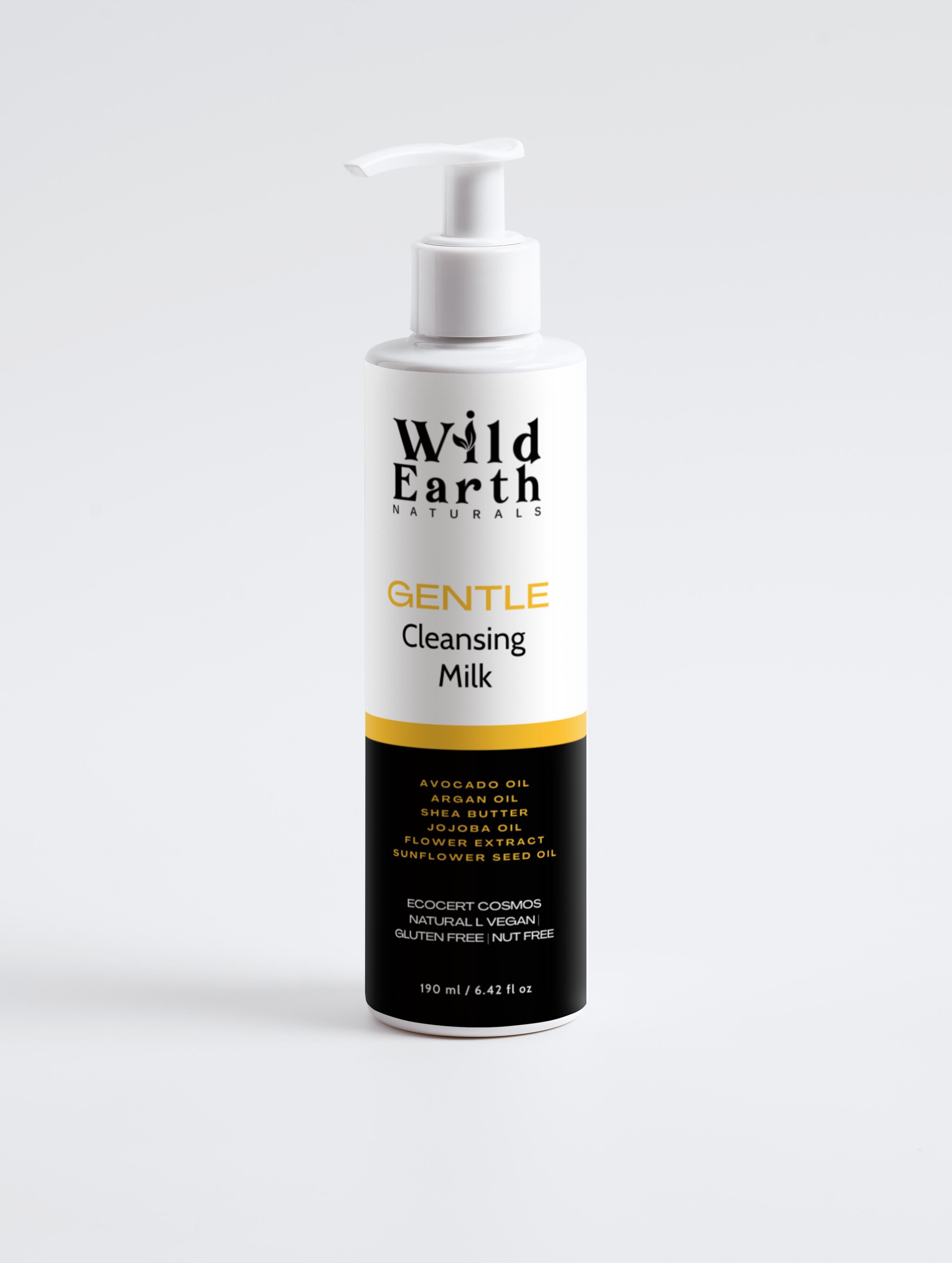 Wild Earth Gentle Cleansing Milk bottle on a white background