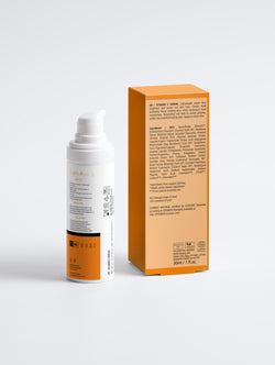 Skincare product with packaging on a white background