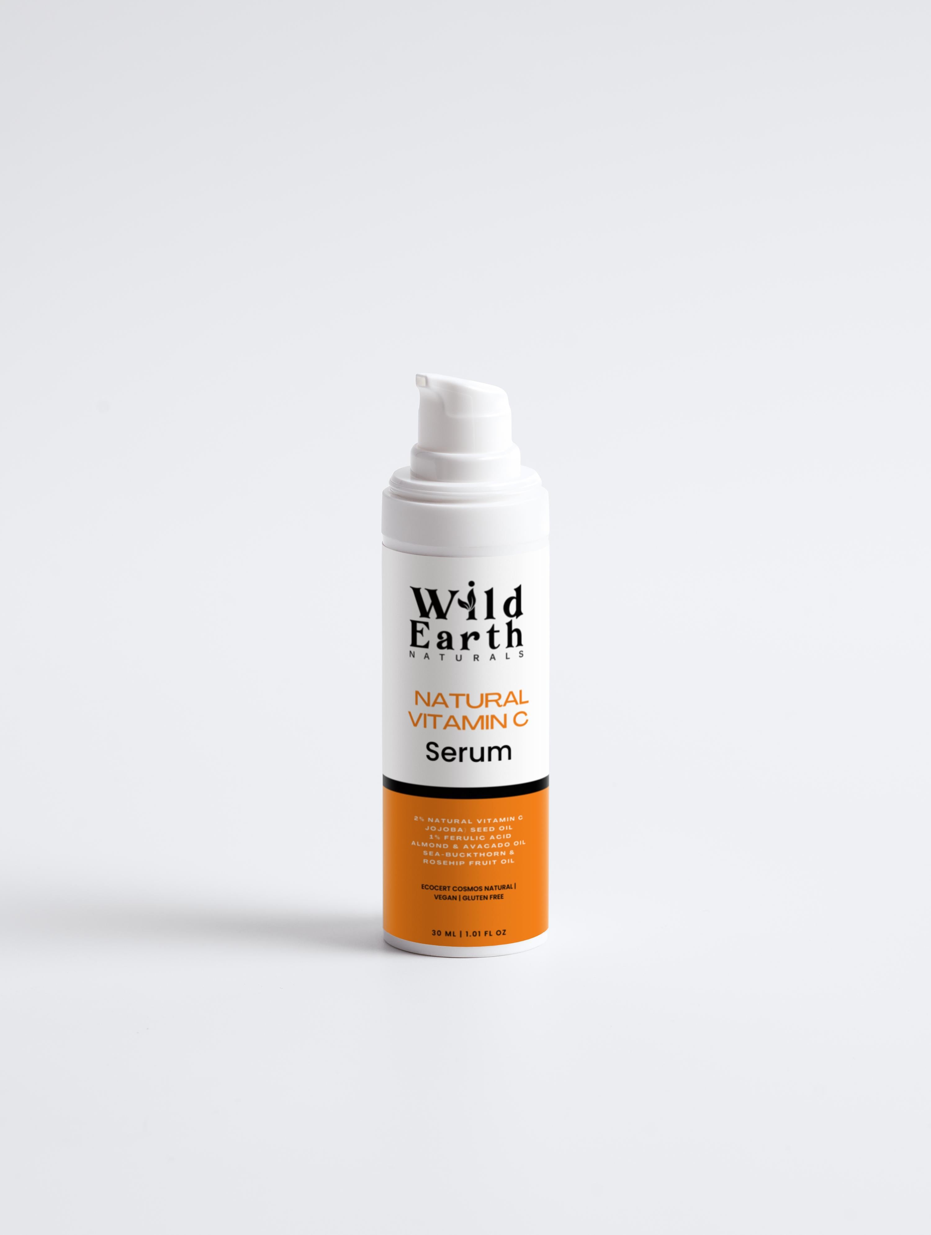 Wild Earth Natural Vitamin C Serum bottle on a white background