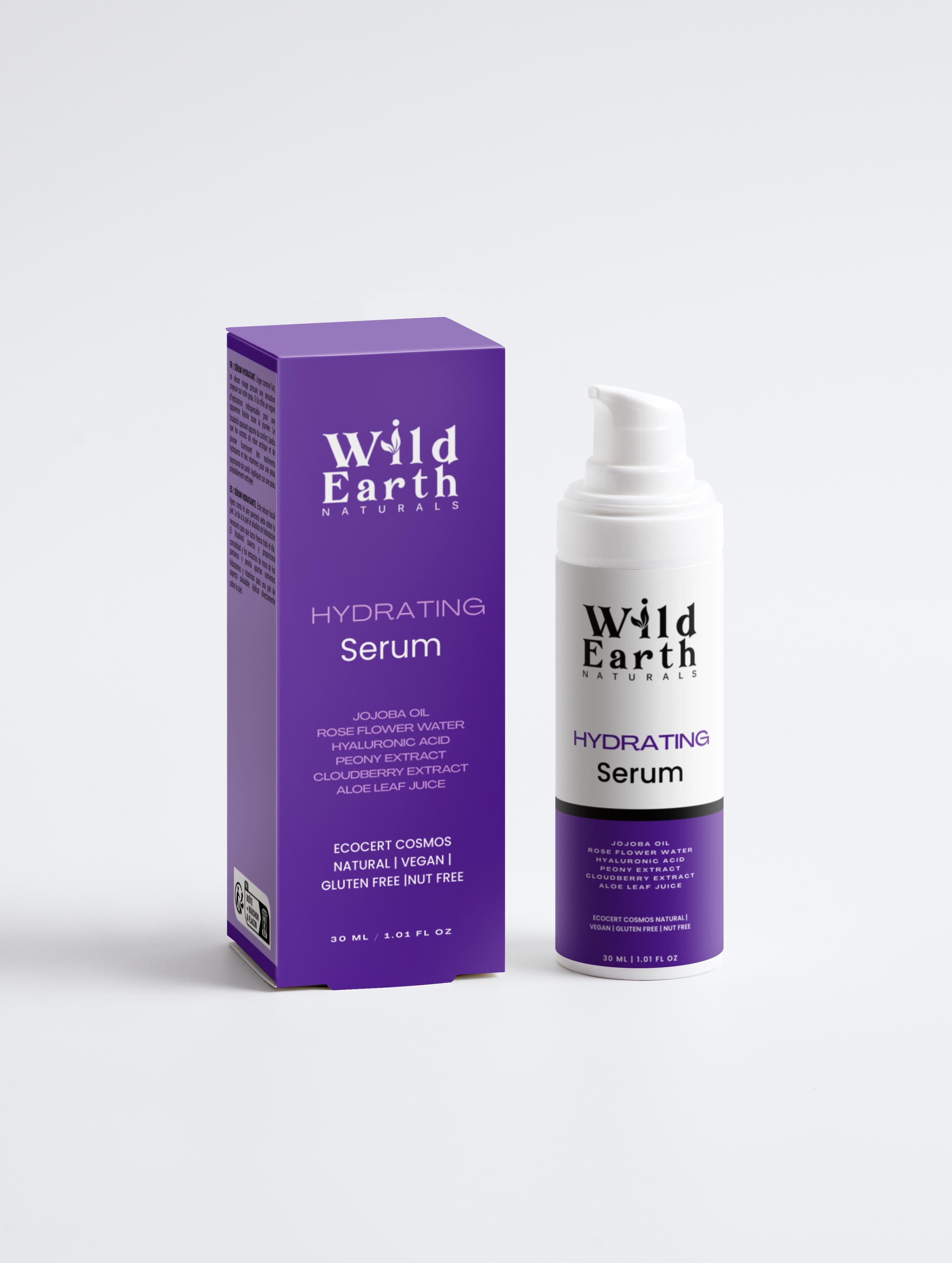 Wild Earth Naturals hydrating serum packaging on a white background